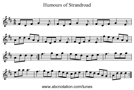Humours of Strandroad - staff notation