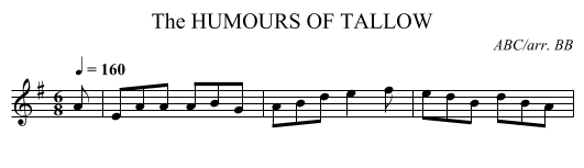 HUMOURS OF TALLOW, The - staff notation