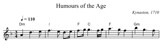 Humours of the Age - staff notation