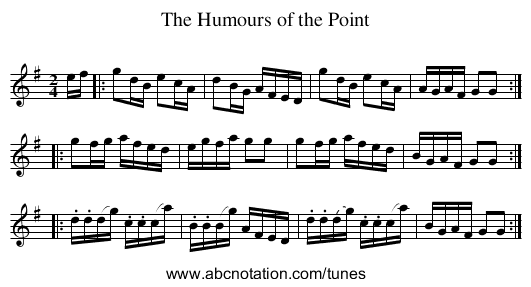 Humours of the Point, The - staff notation