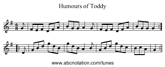 Humours of Toddy - staff notation