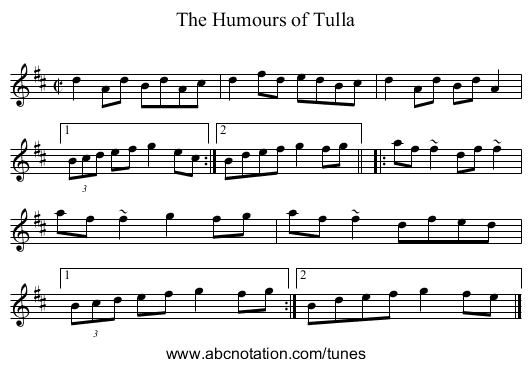 Humours of Tulla, The - staff notation