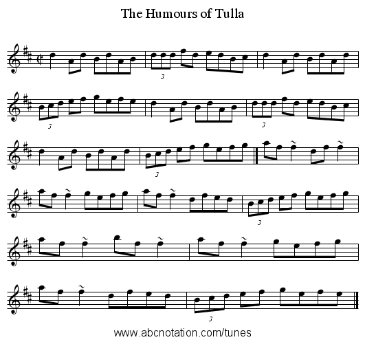 Humours of Tulla, The - staff notation