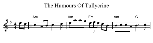 Humours Of Tullycrine, The  - staff notation