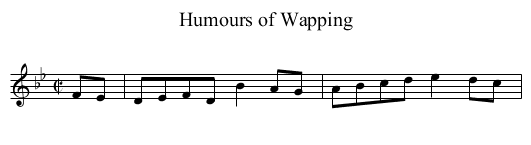 Humours of Wapping - staff notation