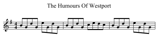 Humours Of Westport, The  - staff notation
