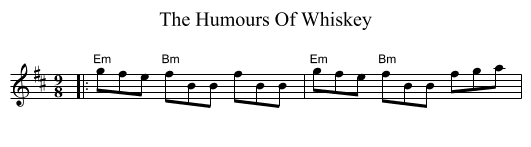 Humours Of Whiskey, The  - staff notation