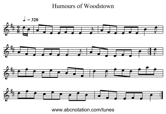 Humours of Woodstown - staff notation