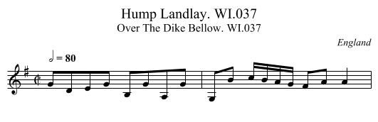 Hump Landlay. WI.037 - staff notation
