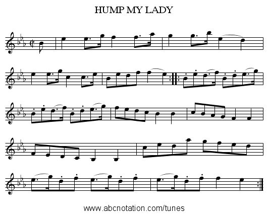 HUMP MY LADY - staff notation