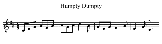 Humpty Dumpty - staff notation