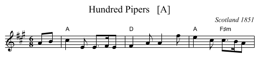 Hundred Pipers   [A] - staff notation