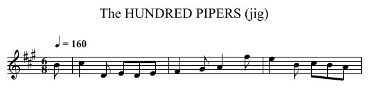 HUNDRED PIPERS (jig), The - staff notation