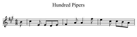 Hundred Pipers - staff notation