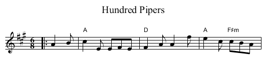 Hundred Pipers - staff notation
