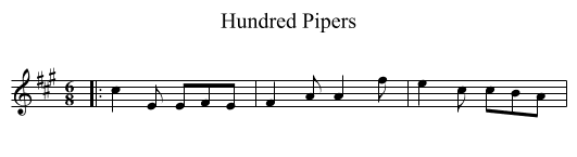 Hundred Pipers - staff notation