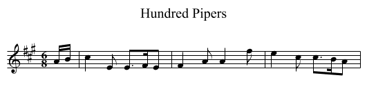 Hundred Pipers - staff notation