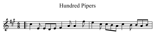 Hundred Pipers - staff notation
