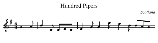 Hundred Pipers - staff notation