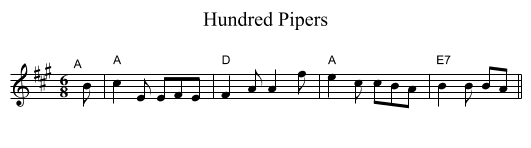 Hundred Pipers - staff notation