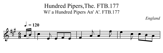 Hundred Pipers,The. FTB.177 - staff notation