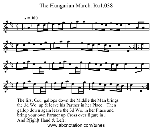 Hungarian March. Ru1.038, The - staff notation