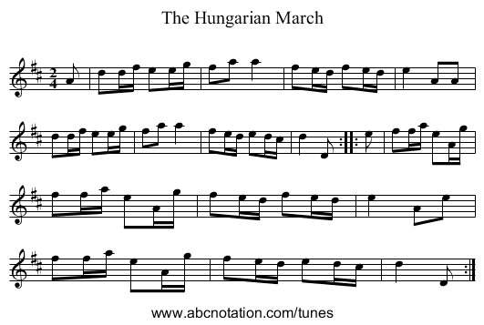 Hungarian March, The - staff notation