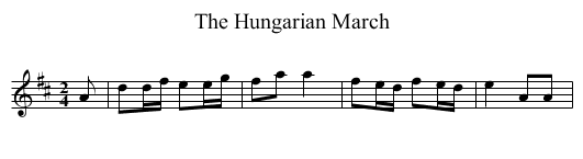 Hungarian March, The - staff notation