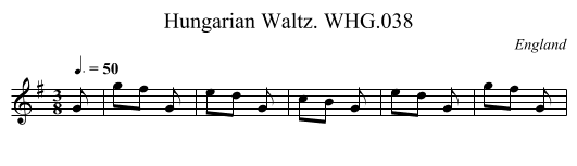 Hungarian Waltz. WHG.038 - staff notation