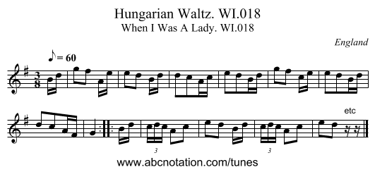 Hungarian Waltz. WI.018 - staff notation