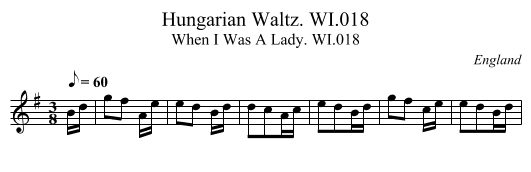 Hungarian Waltz. WI.018 - staff notation