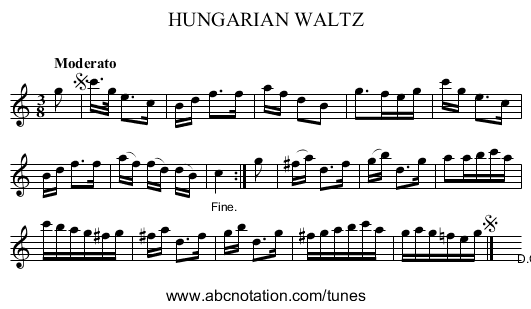 HUNGARIAN WALTZ - staff notation