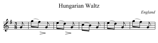 Hungarian Waltz - staff notation