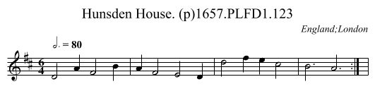Hunsden House. (p)1657.PLFD1.123 - staff notation