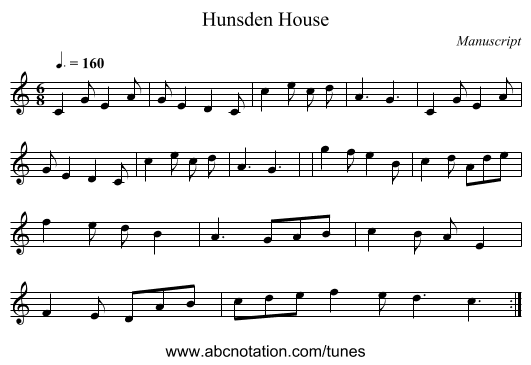 Hunsden House - staff notation
