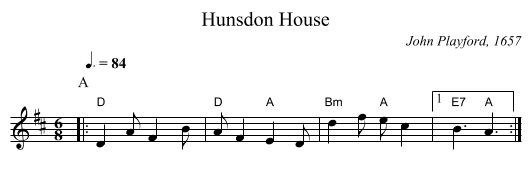 Hunsdon House - staff notation