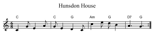 Hunsdon House - staff notation
