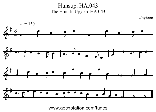 Hunsup. HA.043 - staff notation