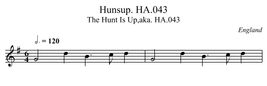 Hunsup. HA.043 - staff notation