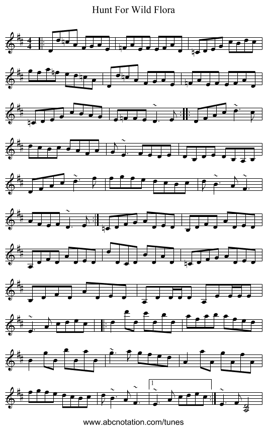 Hunt For Wild Flora - staff notation