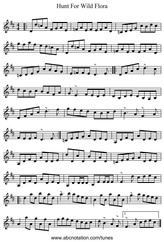 Hunt For Wild Flora - staff notation