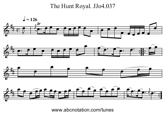 Hunt Royal. JJo4.037, The - staff notation