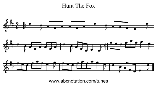 Hunt The Fox - staff notation