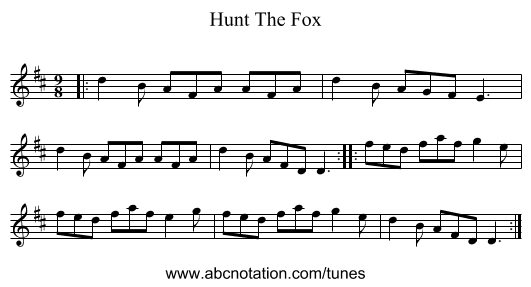Hunt The Fox - staff notation