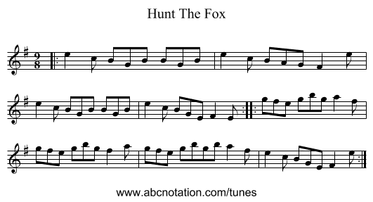 Hunt The Fox - staff notation