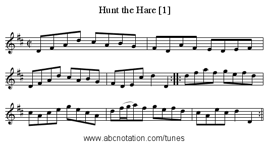 Hunt the Hare [1] - staff notation