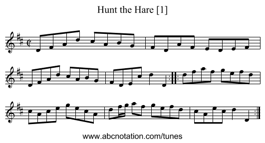 Hunt the Hare [1] - staff notation