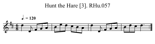 Hunt the Hare [3]. RHu.057 - staff notation