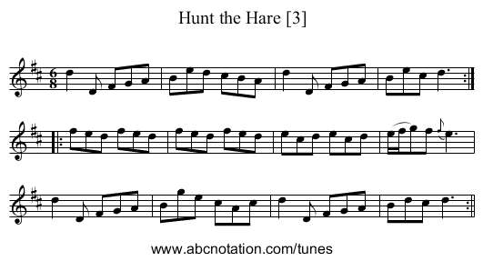 Hunt the Hare [3] - staff notation