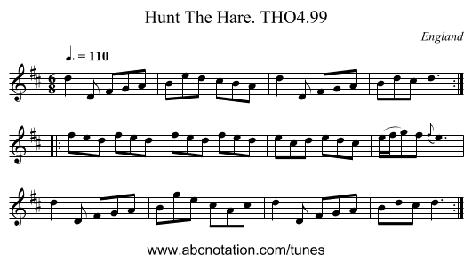 Hunt The Hare. THO4.99 - staff notation